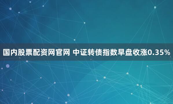 国内股票配资网官网 中证转债指数早盘收涨0.35%
