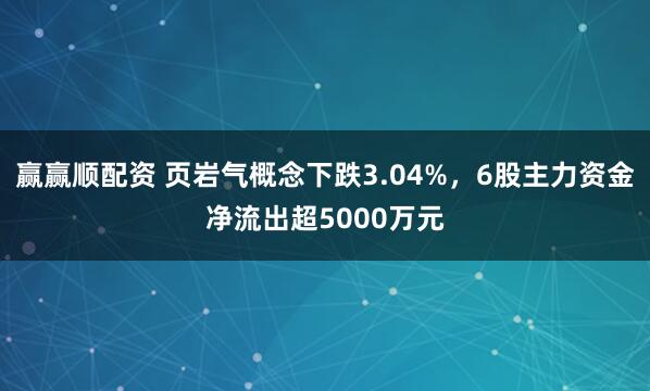 赢赢顺配资 页岩气概念下跌3.04%，6股主力资金净流出超5000万元