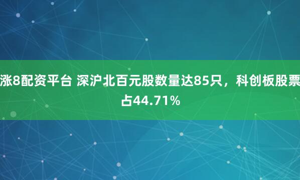 涨8配资平台 深沪北百元股数量达85只，科创板股票占44.71%